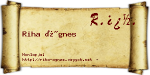 Riha Ágnes névjegykártya