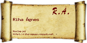 Riha Ágnes névjegykártya